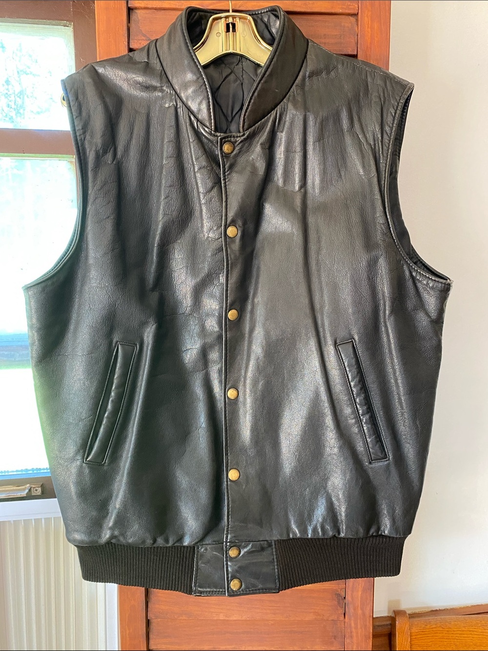 Mens Vintage Roots Canada Made 🇨🇦 Black Leather Vest Large